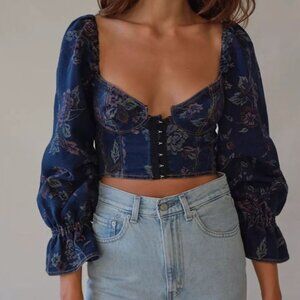 Floral bustier denim top Urban Outfitters (S)
